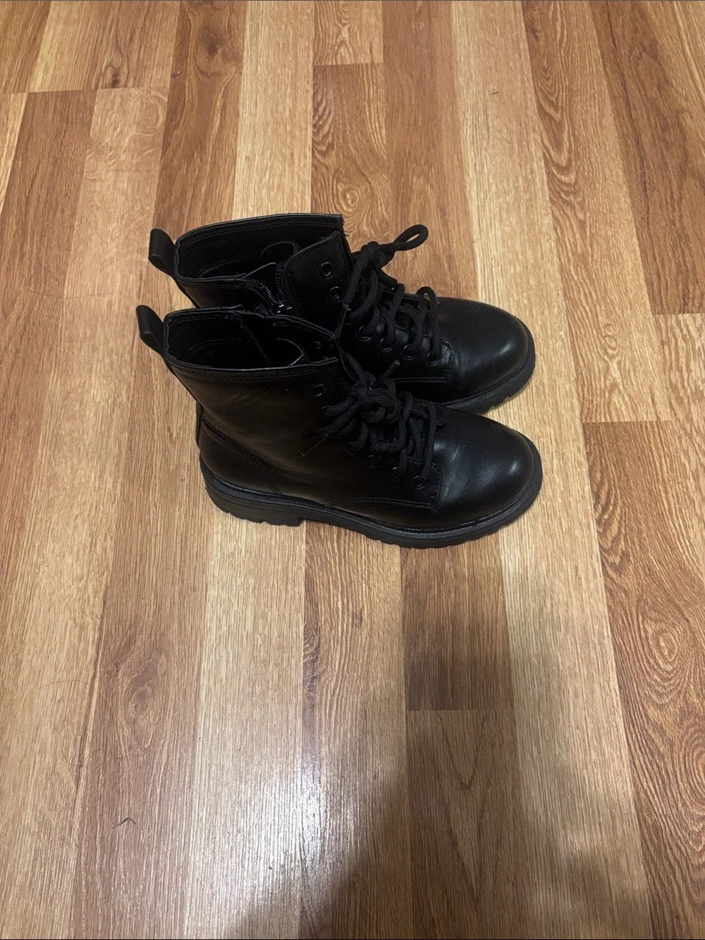wonder nation Black Kids Lace-Up Combat Boots